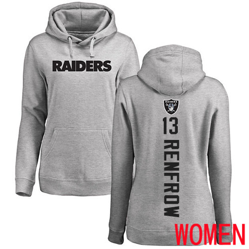 Oakland Raiders Ash Women Hunter Renfrow Backer NFL Football #13 Pullover Hoodie Sweatshirts->nfl t-shirts->Sports Accessory